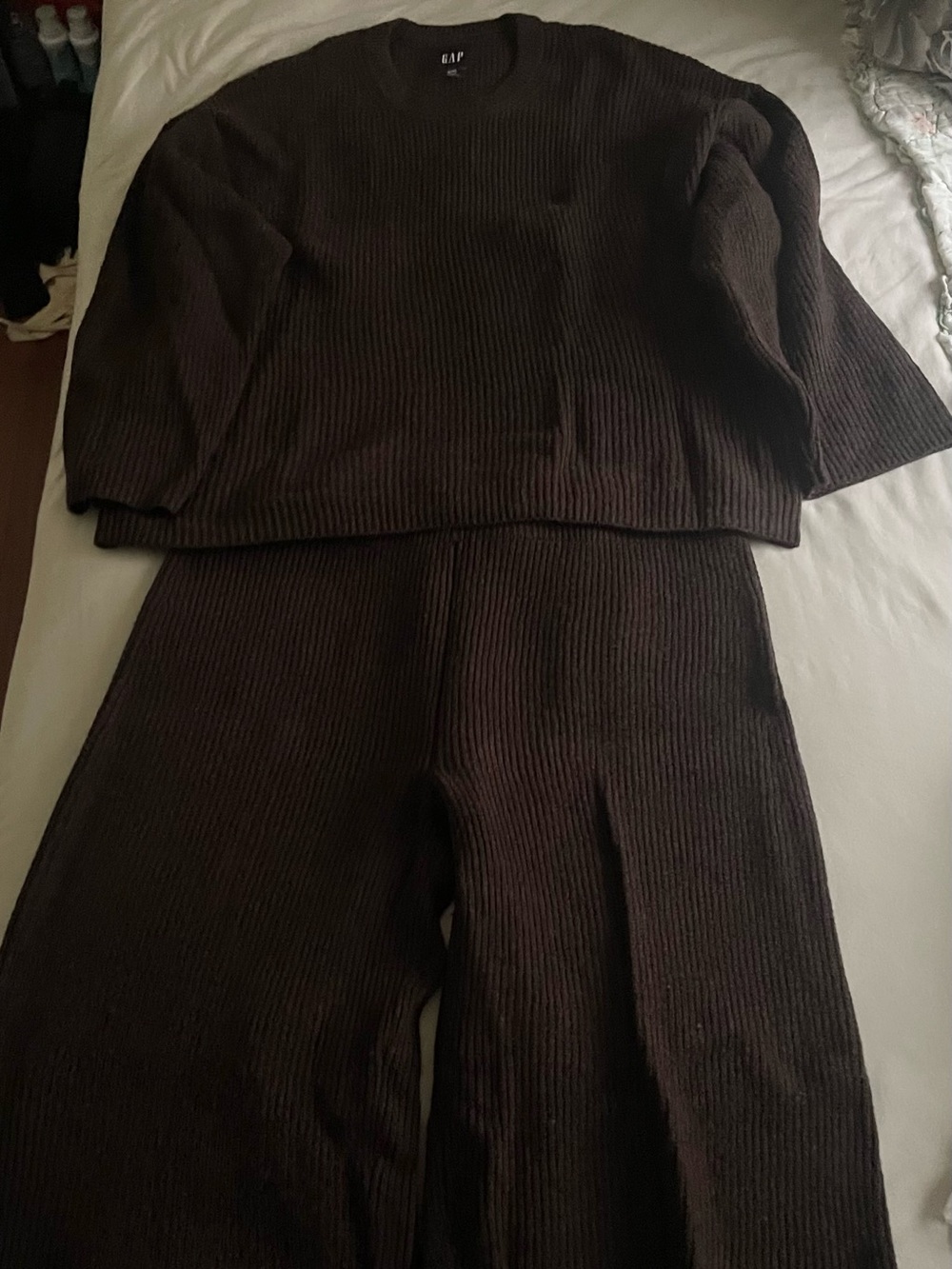 Viral Costco GAP Brown Ribbed Knit Sweater and Pants Set
